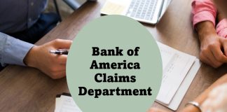 bank of america claims department number